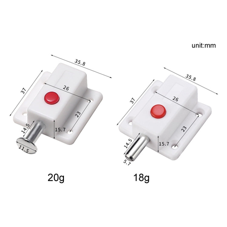 2pcs Plastic Cabinet Door Spring Latch Window Door Bolts Safety Latch Lock, Style: With Lid White