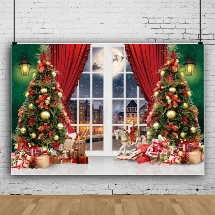 120x80cm Christmas Wreath Snow Scene Photography Background Curtain, Color: 11421618