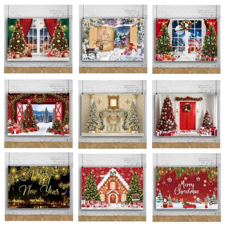 120x80cm Christmas Wreath Snow Scene Photography Background Curtain, Color: 11422035