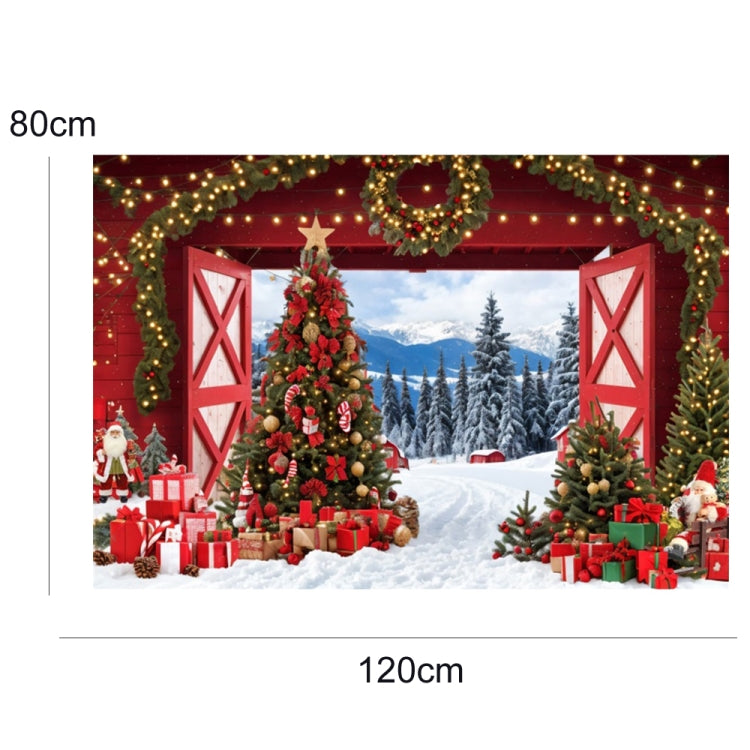 120x80cm Christmas Wreath Snow Scene Photography Background Curtain, Color: 12805214