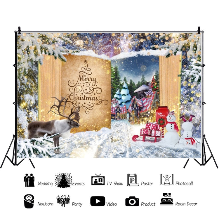 120x80cm Christmas Wreath Snow Scene Photography Background Curtain, Color: 11421909