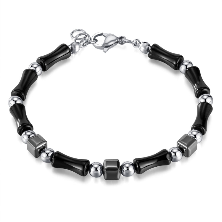 OPK GS1563 Simple Stainless Steel Ink Style Bamboo Patchwork Bracelet