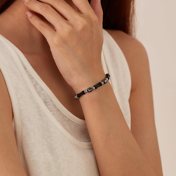 OPK GS1563 Simple Stainless Steel Ink Style Bamboo Patchwork Bracelet