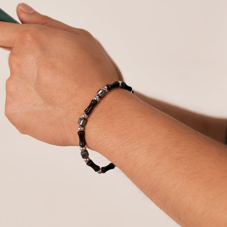 OPK GS1563 Simple Stainless Steel Ink Style Bamboo Patchwork Bracelet