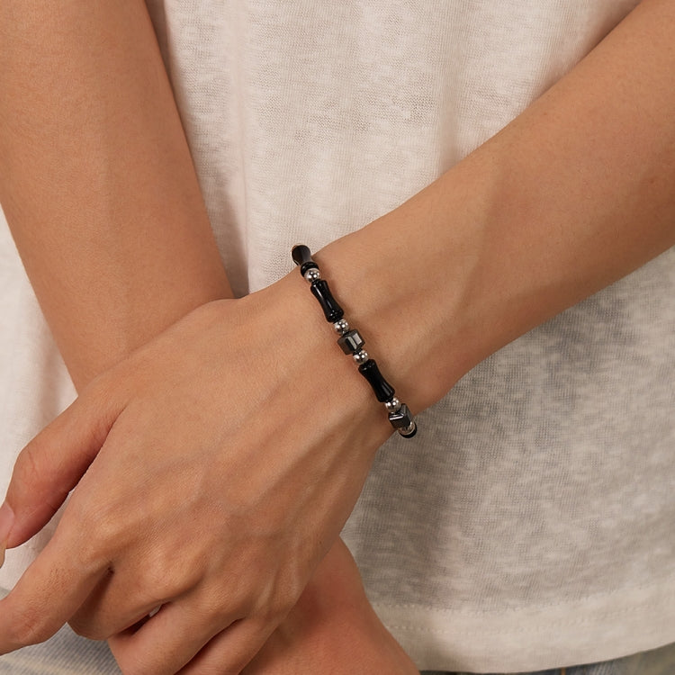 OPK GS1563 Simple Stainless Steel Ink Style Bamboo Patchwork Bracelet
