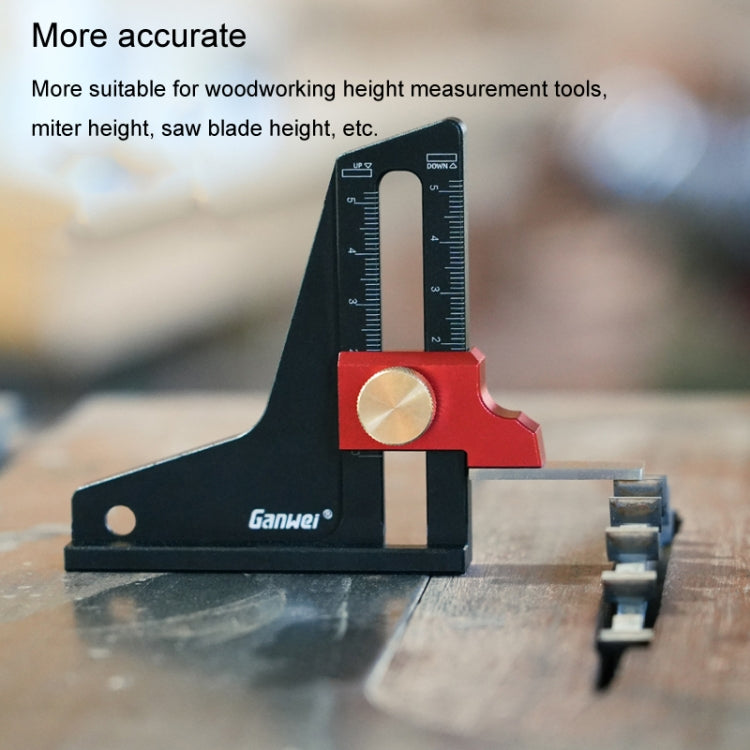 Ganwei Woodworking Height Gauge 0-50mm Aluminum Alloy Adjustable Tablesaw Depth Measuring Tool - Black
