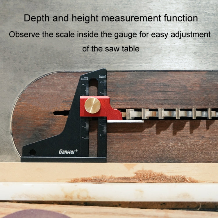 Ganwei Woodworking Height Gauge 0-50mm Aluminum Alloy Adjustable Tablesaw Depth Measuring Tool - Black