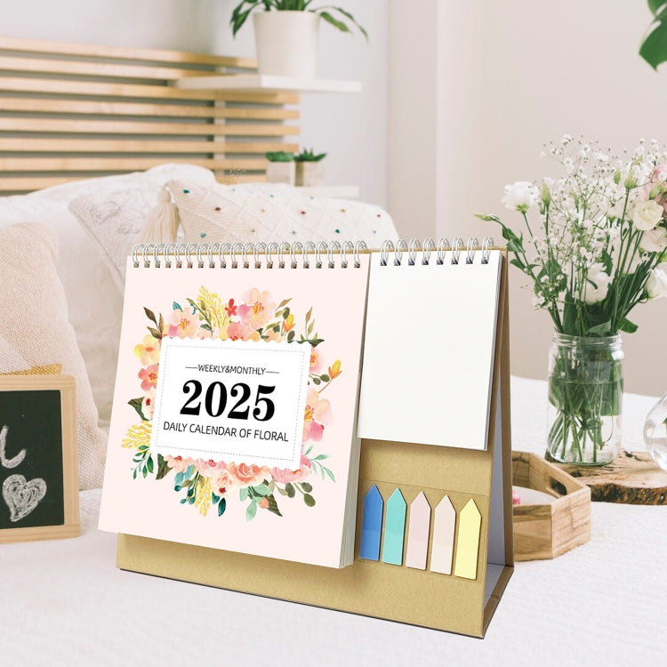 January 2025 To December 2025 English Desk Calendar With Storage Pocket, Label, Memo