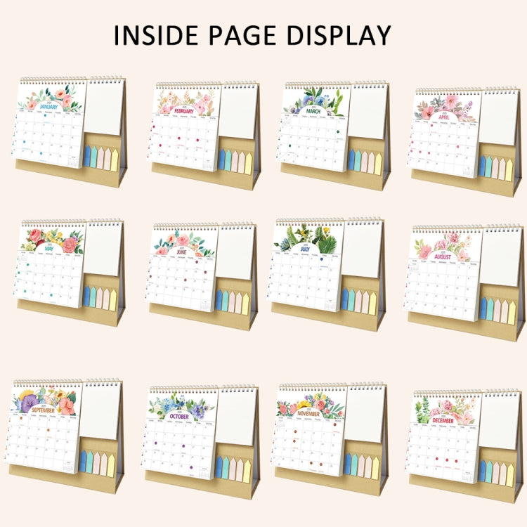 January 2025 To December 2025 English Desk Calendar With Storage Pocket, Label, Memo
