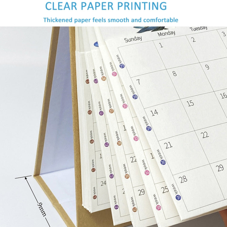 January 2025 To December 2025 English Desk Calendar With Storage Pocket, Label, Memo