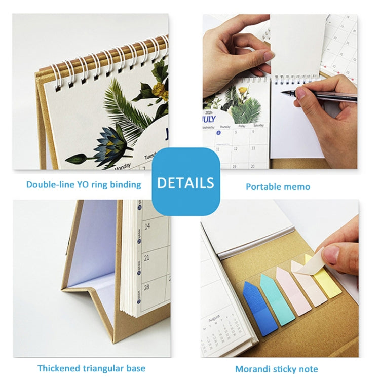 January 2025 To December 2025 English Desk Calendar With Storage Pocket, Label, Memo