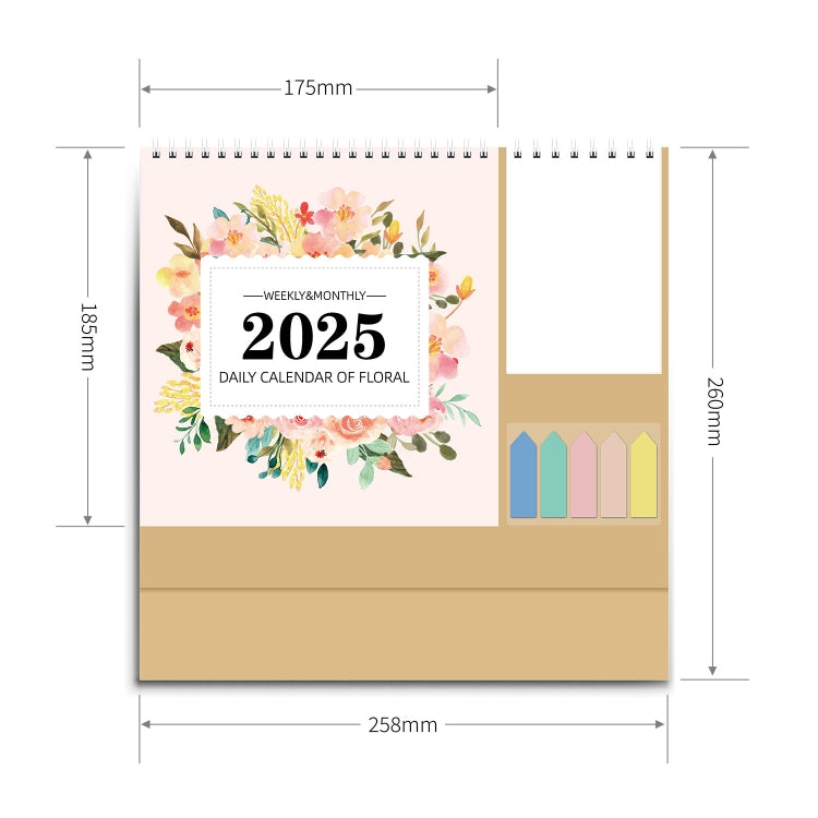 January 2025 To December 2025 English Desk Calendar With Storage Pocket, Label, Memo