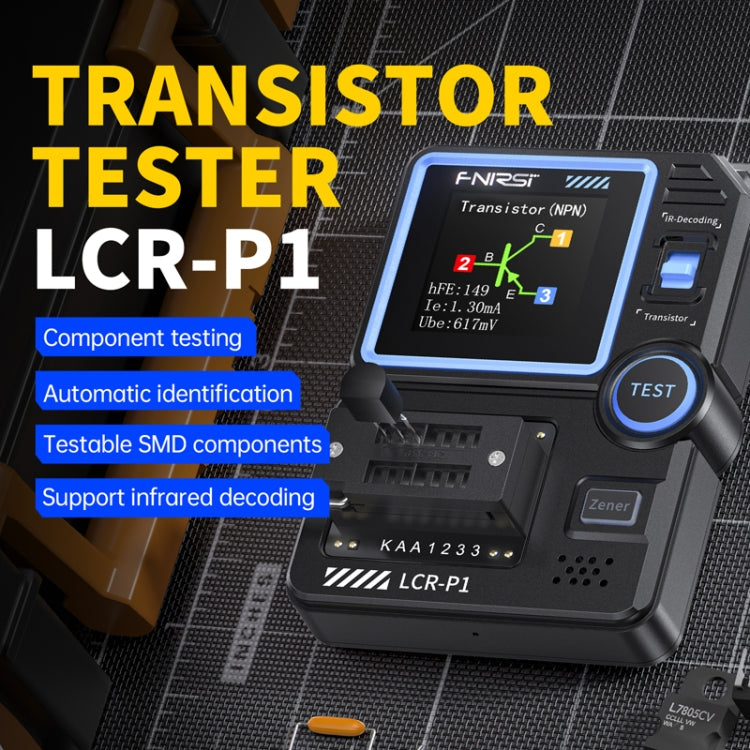 FNIRSI LCR-P1 Transistor Tester Multifunctional Electronic Component Inspection Tool - Black