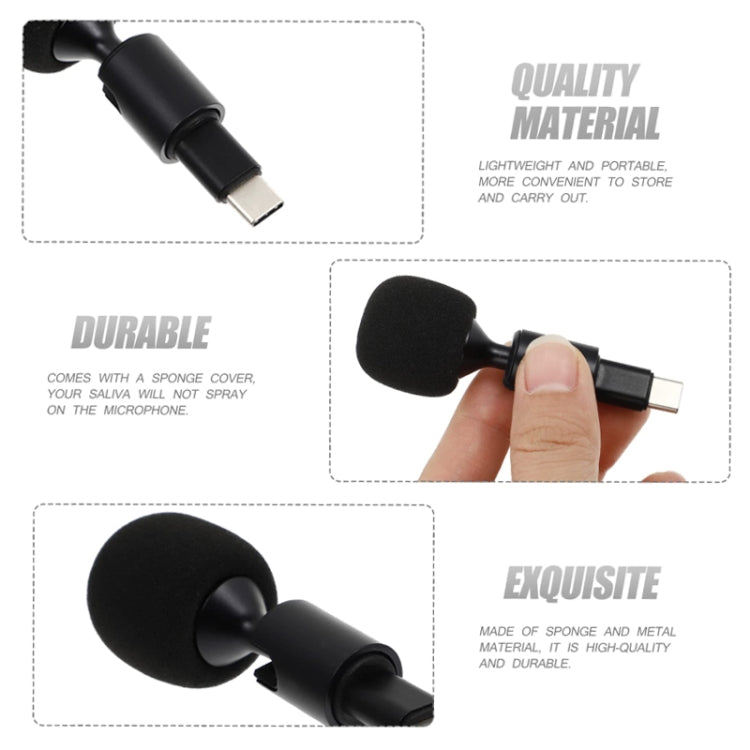 Mobile Phone Live Broadcast Microphone, Style: 3.5 Straight Head 4-section Plug  - Sponge Cover