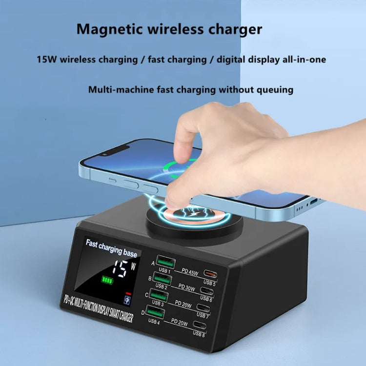 X9M 9-in-1 110W USB+PD Smart Multi-ports QI Magnetic Wireless Charger, Spec: Black US Plug