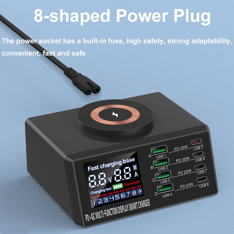 X9M 9-in-1 110W USB+PD Smart Multi-ports QI Magnetic Wireless Charger, Spec: Black UK Plug