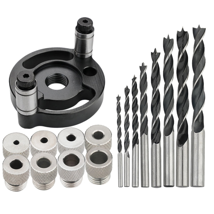 Woodworking Drill Locator Self Centering Dowelling Jig Hole Puncher Locator, Model: With 3-10mm Drill Bit + Drill Sleeve  - Black