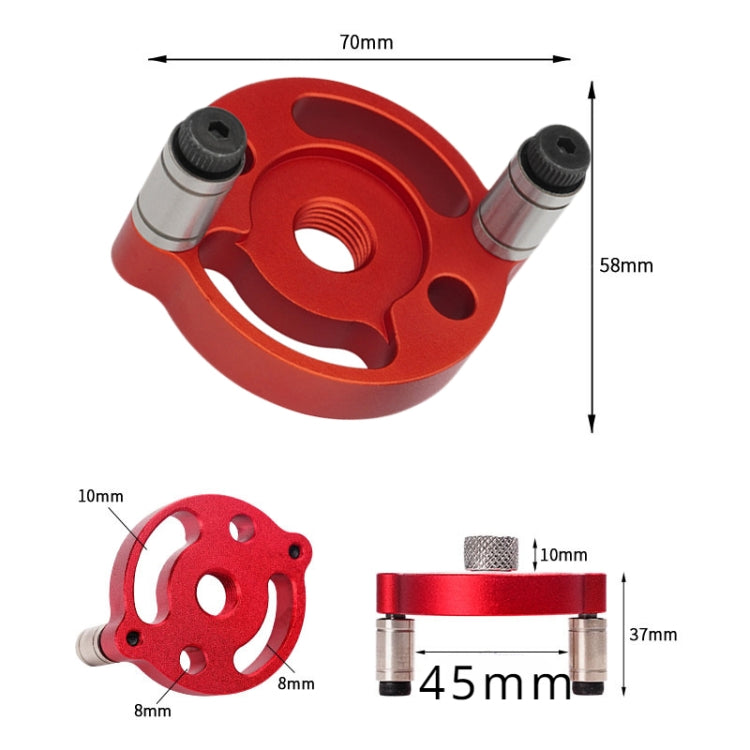 Woodworking Drill Locator Self Centering Dowelling Jig Hole Puncher Locator, Model: With 3-10mm Drill Bit + Drill Sleeve  - Red