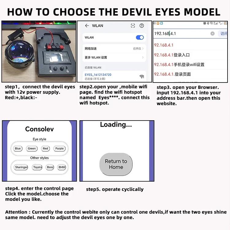3-inch Car Motorcycle LED Demon Eye Light Modification - 23 Modes With Lens