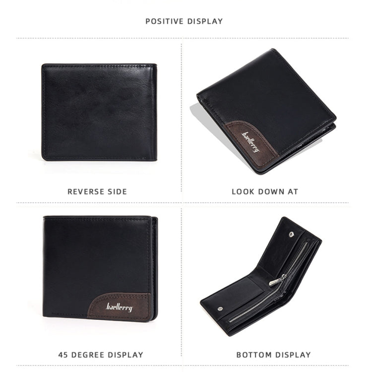 Baellerry D2405 Retro Two-fold Men Short Zipper Wallet Card Holder