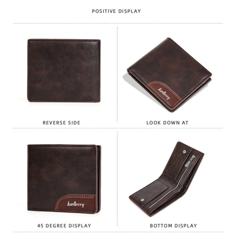 Baellerry D2405 Retro Two-fold Men Short Zipper Wallet Card Holder