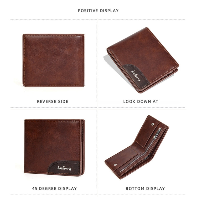 Baellerry D2405 Retro Two-fold Men Short Zipper Wallet Card Holder