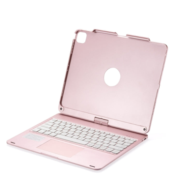 For iPad Pro 12.9 Inch 2022/2021/2020/2018 Tablet Bluetooth Touch Keyboard With Backlight 360 Degree Rotation - Rose Gold