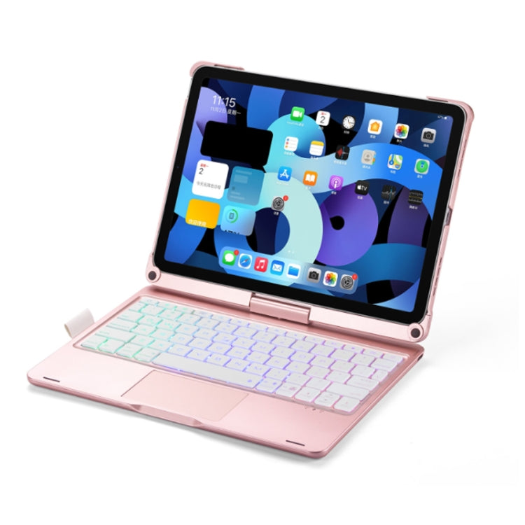 For iPad Pro 12.9 Inch 2022/2021/2020/2018 Tablet Bluetooth Touch Keyboard With Backlight 360 Degree Rotation - Rose Gold