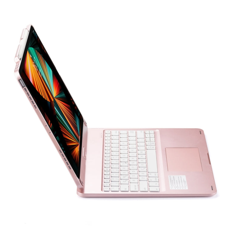 For iPad Pro 12.9 Inch 2022/2021/2020/2018 Tablet Bluetooth Touch Keyboard With Backlight 360 Degree Rotation - Rose Gold