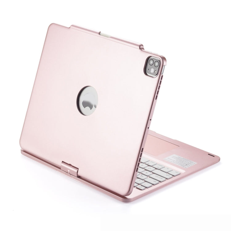 For iPad Pro 12.9 Inch 2022/2021/2020/2018 Tablet Bluetooth Touch Keyboard With Backlight 360 Degree Rotation - Rose Gold