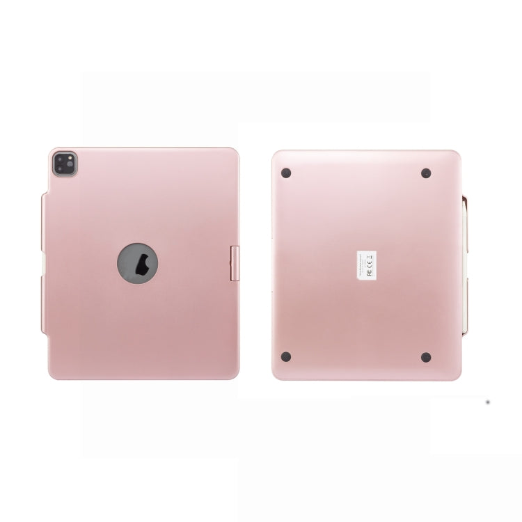 For iPad Pro 12.9 Inch 2022/2021/2020/2018 Tablet Bluetooth Touch Keyboard With Backlight 360 Degree Rotation - Rose Gold