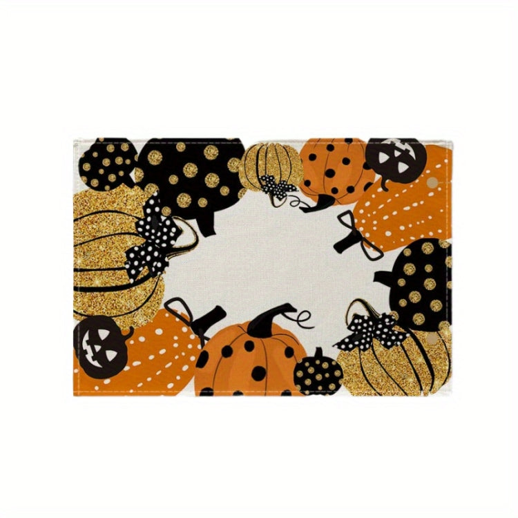 Halloween Cartoon Linen Placemat Kitchen Restaurant Decorative Insulation Pad - Pumpkin