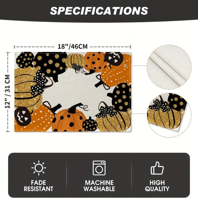 Halloween Cartoon Linen Placemat Kitchen Restaurant Decorative Insulation Pad - Pumpkin