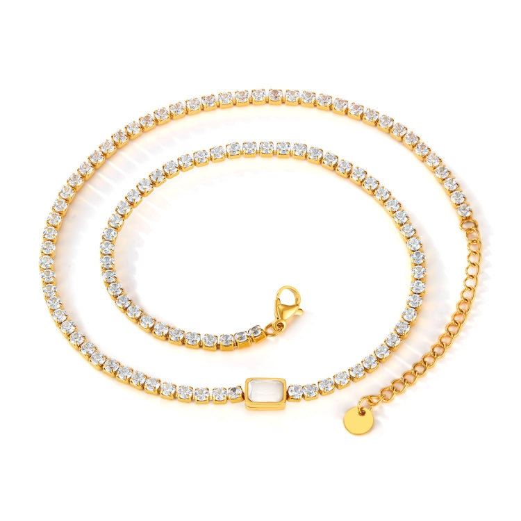 OPK GX2441 Personalized Stainless Steel Necklace With Diamonds - Gold