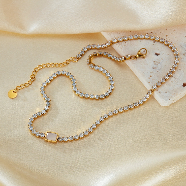 OPK GX2441 Personalized Stainless Steel Necklace With Diamonds - Gold