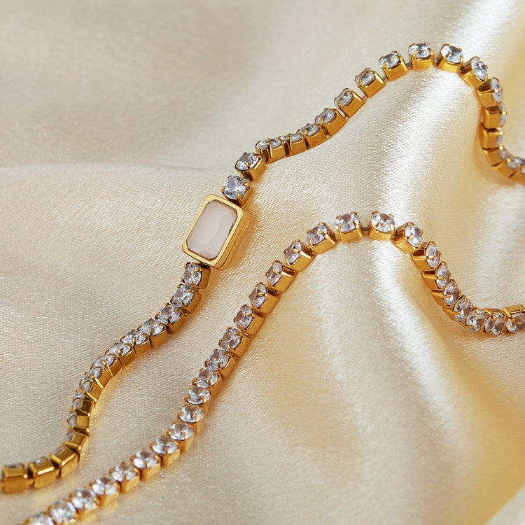 OPK GX2441 Personalized Stainless Steel Necklace With Diamonds - Gold