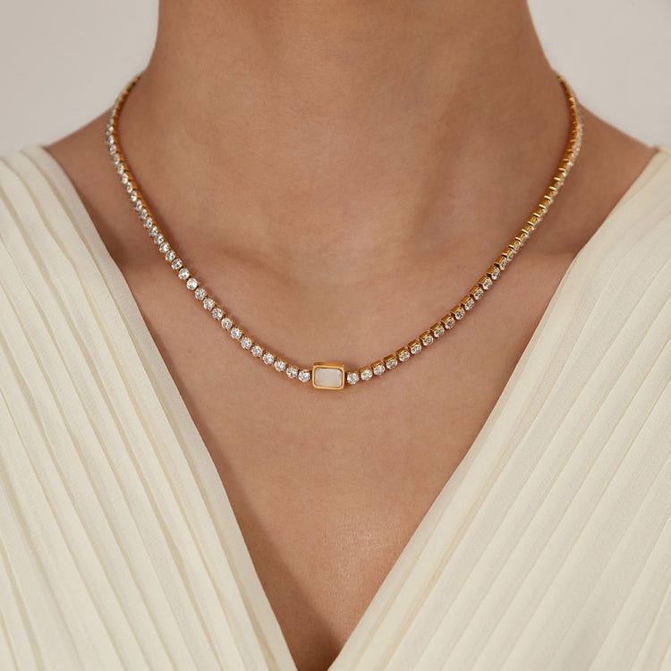 OPK GX2441 Personalized Stainless Steel Necklace With Diamonds - Gold