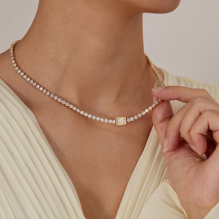 OPK GX2441 Personalized Stainless Steel Necklace With Diamonds - Gold