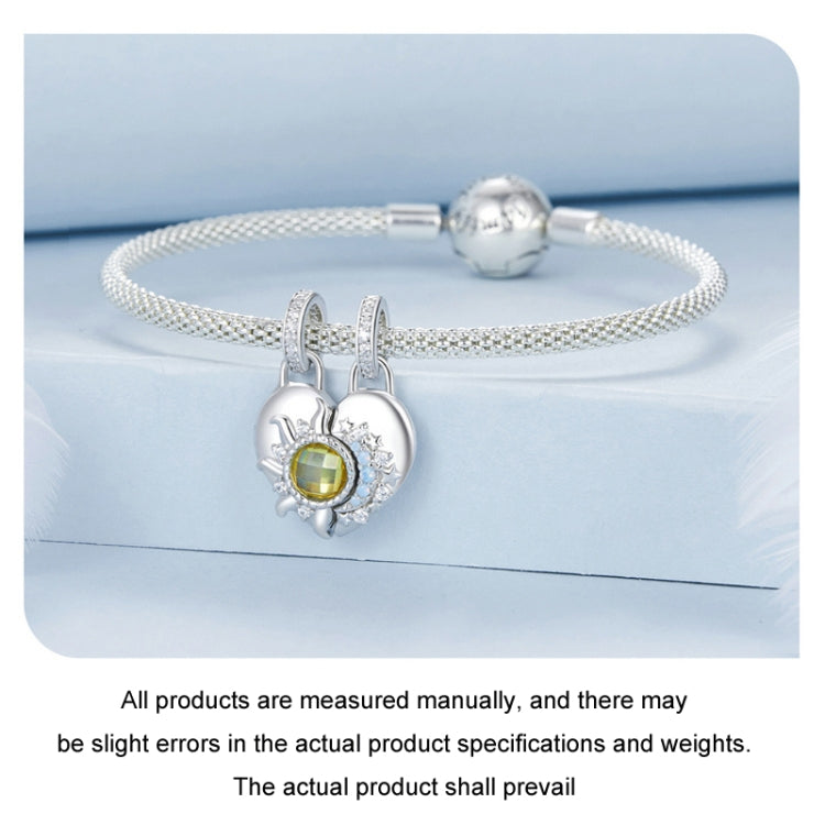 S925 Sterling Silver DIY Detachable Sun Moon Heart Pendant - BSC1034
