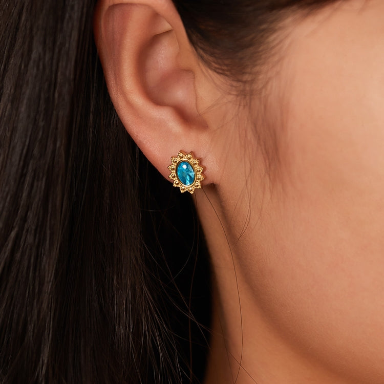 OPK GE944 1pair Vintage Simple Diamond Earrings Stainless Steel Gold-Plated Earrings