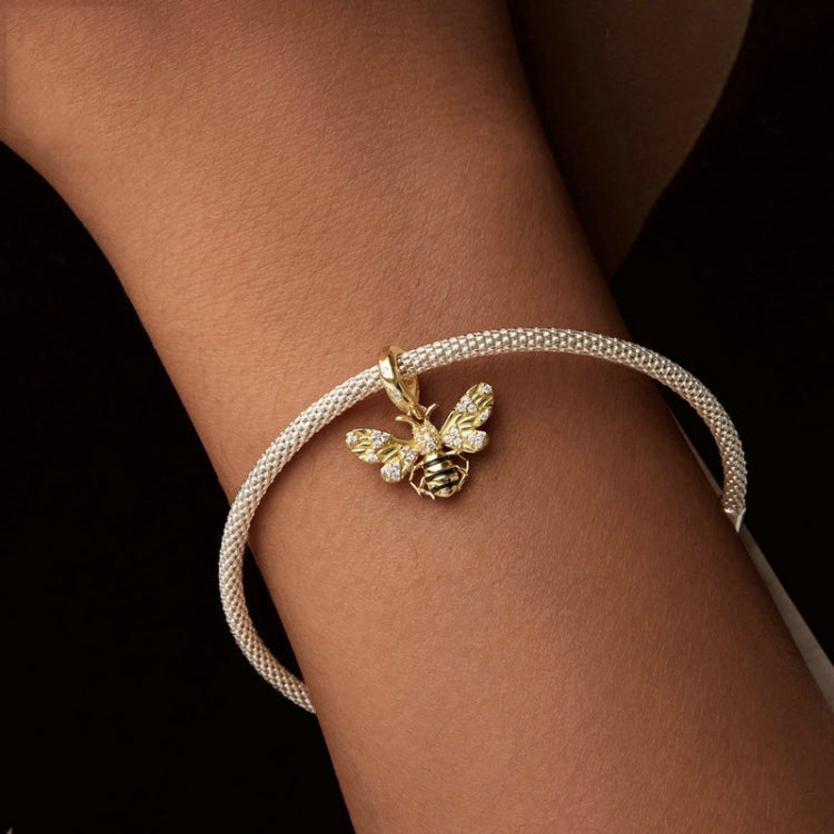 S925 Sterling Silver Gold-Plated Bee DIY Bracelet Pendant - BSC1035