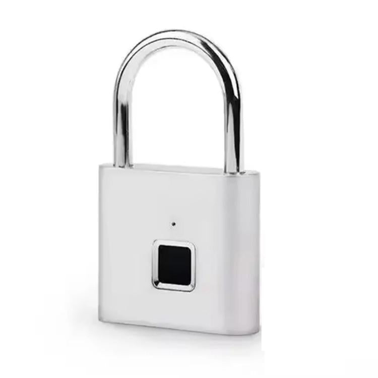 Smart Fingerprint Rechargeable Padlock Waterproof Morse Code Emergency Unlocking - Matte Silver