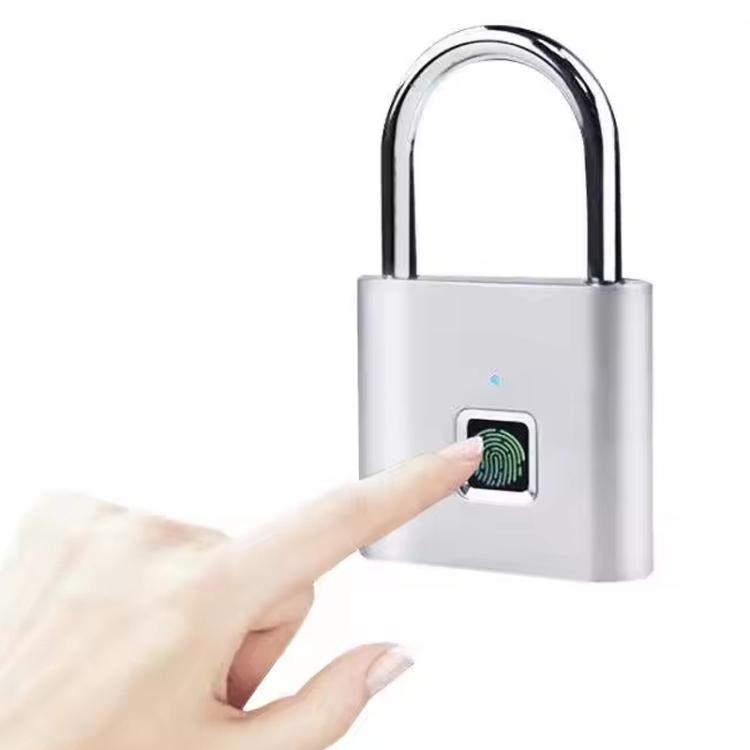 Smart Fingerprint Rechargeable Padlock Waterproof Morse Code Emergency Unlocking - Matte Silver