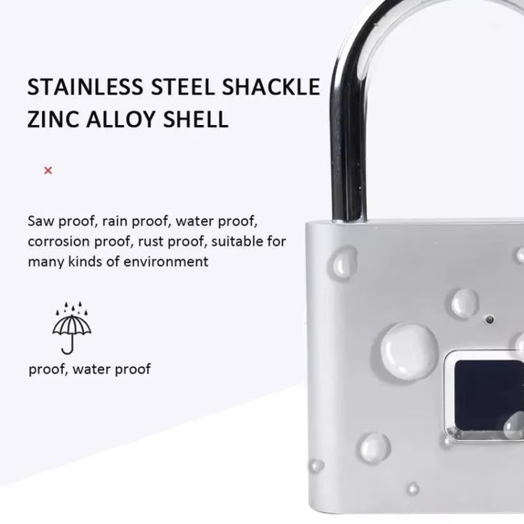 Smart Fingerprint Rechargeable Padlock Waterproof Morse Code Emergency Unlocking - Matte Silver