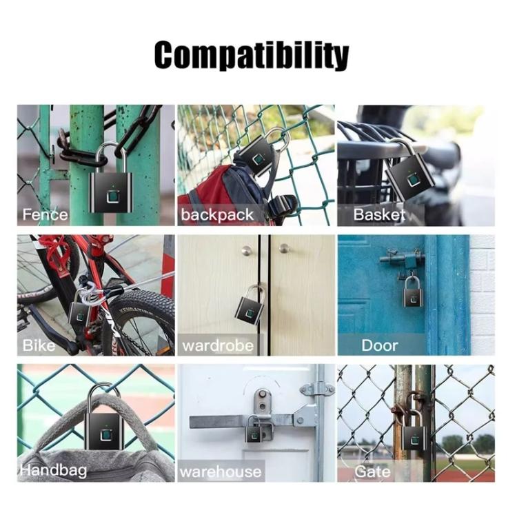Smart Fingerprint Rechargeable Padlock Waterproof Morse Code Emergency Unlocking - Matte Silver