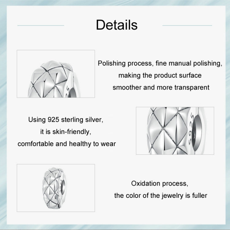 S925 Sterling Silver Diamond Pattern Positioning Clip DIY Bracelet Accessories - SCC2817