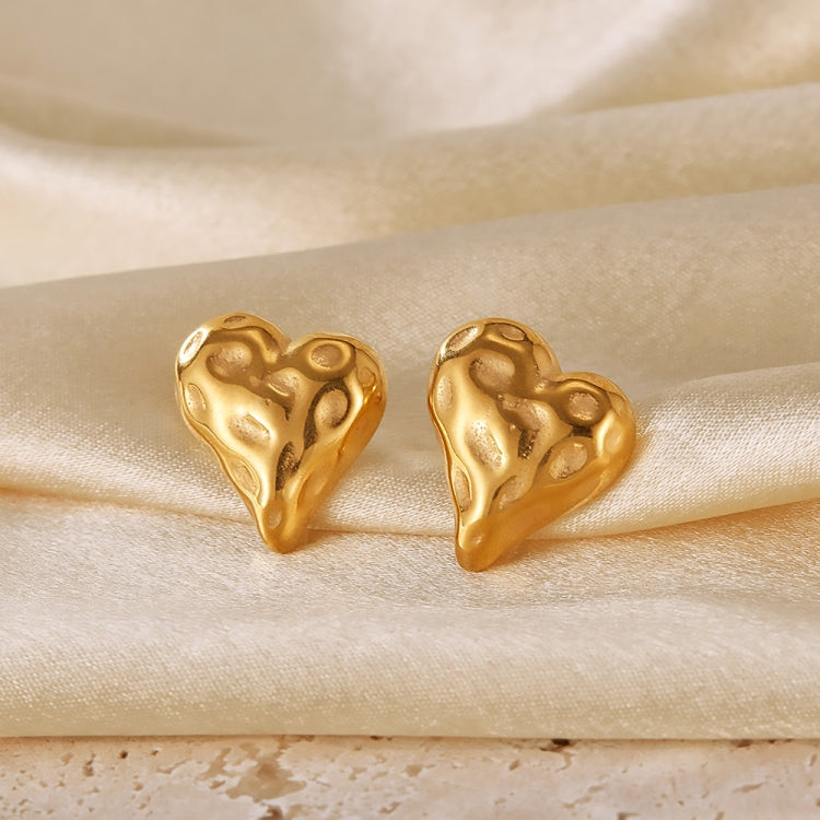 OPK GE937 1pair Stainless Steel Heart Irregular Earrings - Gold