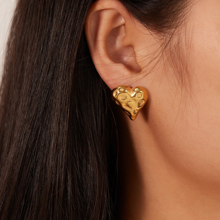 OPK GE937 1pair Stainless Steel Heart Irregular Earrings - Gold