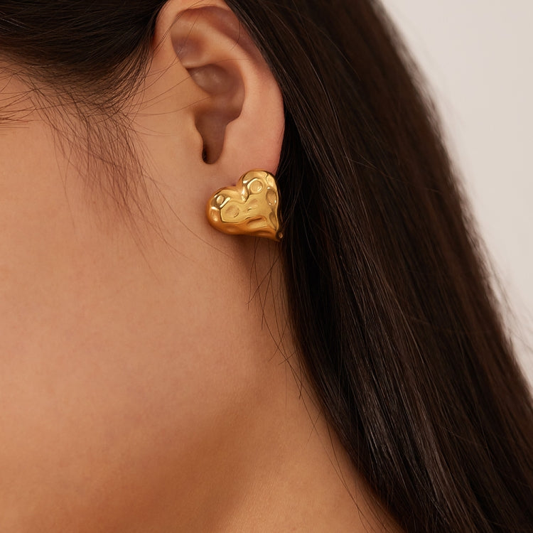 OPK GE937 1pair Stainless Steel Heart Irregular Earrings - Gold