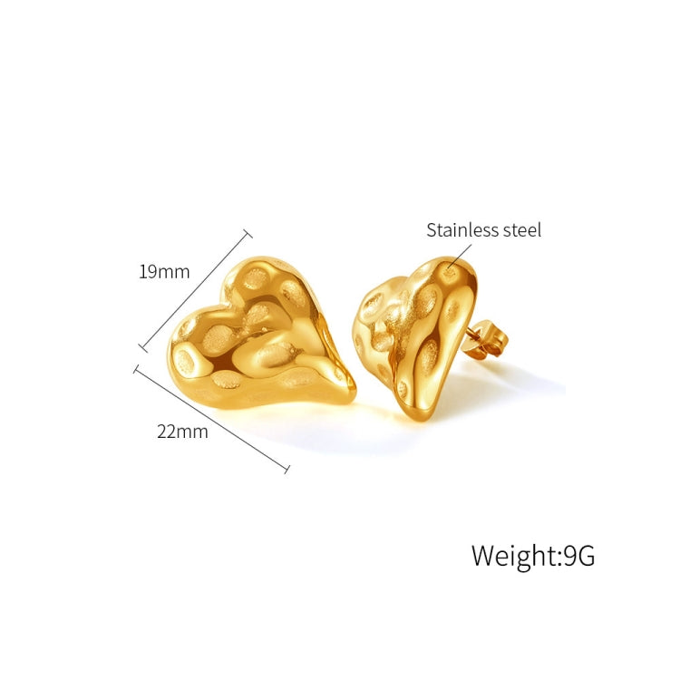 OPK GE937 1pair Stainless Steel Heart Irregular Earrings - Gold
